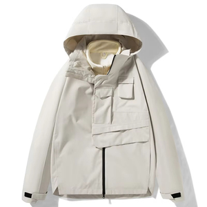 Chaqueta con Capucha y Cremallera para Hombre, Impermeable y Cortavientos, para Otoño, 100% Poliéster, Manga Regular, Estilo Informal - Product Image 3