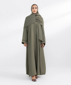 Luxury Islamic Women <b>Abaya</b> Dress Cotton Polyester Floor Length High Neck Four-Way Stretch Modest Wear for Daily and <b>Prayer</b> Use - Product Image 3