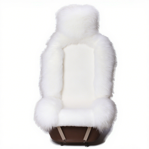 Housse de siège avant universelle en laine de luxe, véritable peau de mouton australienne, couvre-sièges de voiture en fourrure animale - Product Image 2