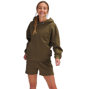 Haute qualité personnalisé 2 pièces pulls d'entraînement ensemble épais unisexe sweat à capuche décontracté haut ample Shorts motif solide nouvelle Collection de femmes - Product Image 3