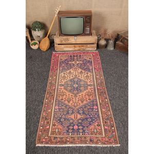 Tapis vintage 3,6x7,1 pieds, tapis turc, tapis géométrique marron - Product Image 1