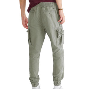 กางเกงคาร์โก้ผู้ชายสไตล์สตรีทแวร์ หลายกระเป๋า รับทำโลโก้ OEM เอวยางยืดพร้อมเชือกผูก สีพื้น ล้างสี - Product Image 2