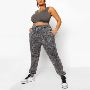 Pantalons de jogging pour femmes OEM, style streetwear, lavage à l'acide régulier, avec devant plat et cordon de serrage, pour la course et l'exercice - Product Image 3