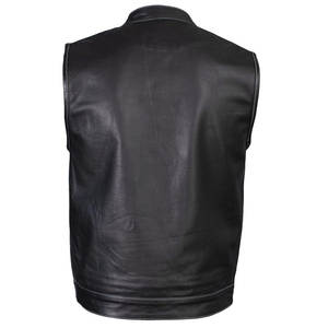 Chaleco de Cuero Genuino y Lona Personalizado para Hombre, Estilo Casual para Motocicleta, Cuello en V, Secado Rápido, Ecológico y Transpirable - Product Image 2