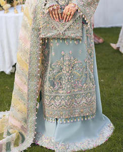 Royal Acrylic Chiffon Embroidered Long Sleeve Anarkali Dress Premium Embellishment Wrinkle Free Lehenga for Women Party Wear - Product Image 2