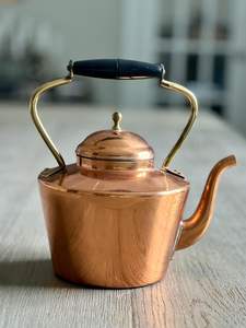 Traditional handcrafted copper tea <b>kettle</b> pot with durable spout and comfortable grip handle for everyday <b>stovetop</b> use - Product Image 6