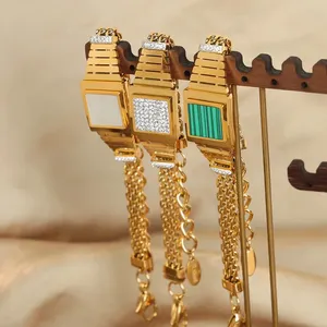 Trendy Waterproof Zircon 18k Gold Plated Famous Fleevan <b>Inspired</b> Designer Stainless Steel Jewelry <b>Bracelet</b> Bangle - Product Image 1