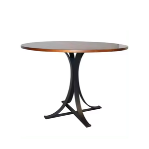 Teak Solid Wooden Round Dining <b>Table</b> <b>bar</b> <b>Table</b> with Metal Legs <b>bar</b> Furniture Direct Factory From Indonesia - Product Image 1