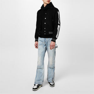 Vente entière personnalisée de haute qualité 100% polyester plaine blanc col montant veste universitaire pour hommes à manches longues veste personnalisée - Product Image 3