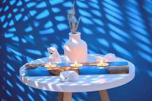 Portavelas Minimalista de Resina y Madera Natural con Vela de Cera para Decoración Moderna del Hogar - Product Image 4