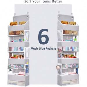 Bolsa de Almacenamiento Plegable para Colgar en la Pared con Gran Capacidad de Peso, Organizador de Bolsillos para Colgar Sobre la Puerta con Bolsillos Laterales de Malla - Product Image 5