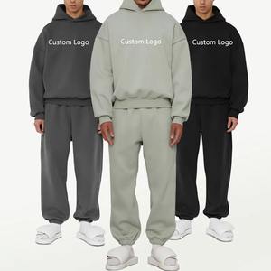 Conjunto de Sudadera con capucha de algodón de alta calidad para hombre, chándal de pierna ancha holgado para entrenamiento al aire libre, Fitness, senderismo, para las estaciones de otoño e invierno - Product Image 1