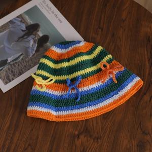 Sombrero de Pescador Estilo 2025, Casual, de Verano, Hecho a Mano con Crochet y Lazo Trenzado Colorido, Ideal para Viajes Cortos - Product Image 1