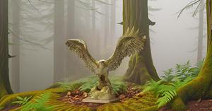 Statue d'aigle en laiton Sculpture sauvage à collectionner Sculptures rustiques et Art décoratif, couleur dorée des animaux de la forêt - Product Image 2