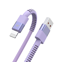 Morado para iPhone 3A 1M Cable de carga rápida USB a Apple 3,0 aleación de aluminio de cobre puro para iPhone