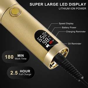 Tondeuse à cheveux et barbe portable sans fil à lame en T dorée, étanche IPX7, en acier inoxydable, rechargeable par USB pour la coupe de cheveux (version US) - Product Image 5