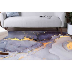 Tapis en marbre, Tapis en marbre violet, Tapis à l'encre d'alcool, Tapis de luxe, Tapis à poils doux - Product Image 1