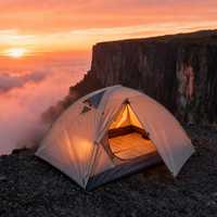 Tente de camping double couche une chambre quatre saisons avec jupe de protection contre la neige, abri imperméable pour la randonnée en plein air