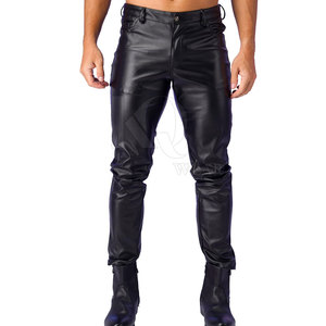 Pantalon en cuir souple léger pour homme, taille mi-haute, avec braguette boutonnée, design tendance et décontracté – Nouvelle collection - Product Image 2