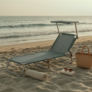 2 comodi lettini 180x55x90cm blu pieghevoli e portanti per il relax in giardino mare o piscina - Product Image 2