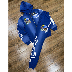 New Fashion 100% Cotton Men Zipper Embroidery Tracksuit Private Label Custom Printing Low Price Men Tracksuits - Product Image 1