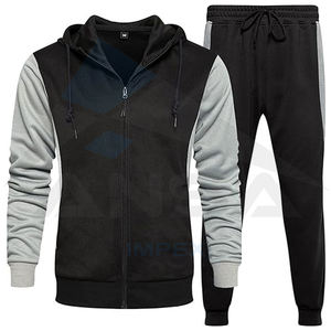 <b>Mens</b> High Quality Athletic Tracksuit Solid Color 2-Piece Sweat Suits Hoodie Side Stripe Winter Running Sweatshirt Sweatpants - Product Image 4