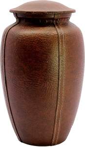 Cremation Urn Memorial for Human <b>Ashes</b> Funeral Urn Container Jar <b>Pot</b> Brown Leather Finished - Product Image 5