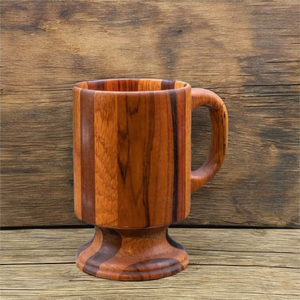 Taza de café de madera ecológica con tapa Patrón floral vintage Hecho a mano Diseño único Crescent Crafts India - Product Image 2