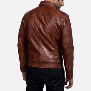 Genuine Sheepskin <b>Men's</b> Bomber Leather <b>Jacket</b> for Winter Custom Logo <b>Thin</b> High Street Stand Long Length Multi-<b>jacket</b> for <b>men</b> - Product Image 6