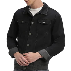 Chaquetas vaqueras informales para hombre, Estilo Vintage, logotipo personalizado, Chaquetas vaqueras negras lisas de gran tamaño, ropa formal - Product Image 1