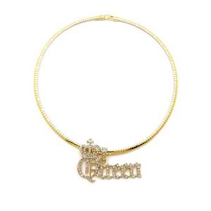Queen Latest Hip Hop Fashion Iced Out Bling Certified Gold Pendant W/ 4MM 16 "Cadena de serpiente para mujer - Product Image 1
