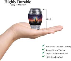 Urne funéraire peinte esthétique Cardinal en métal urne abordable en métal peinte à la main solide pour cendres urne funéraire adulte taille personnalisée - Product Image 4