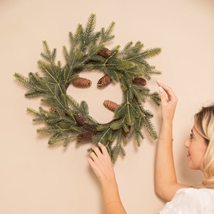 Guirlande de Noël en forme de cône de pin, décoration murale de 30 cm, guirlandes et couronnes festives italiennes traditionnelles - Product Image 3