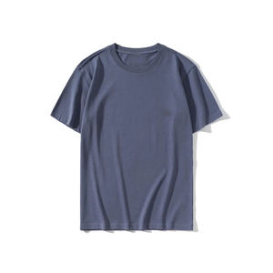 Venta al por mayor de los hombres de peso pesado de gran tamaño gota hombro camiseta 100% algodón Streetwear patrón sólido serigrafía tejido de punto - Product Image 5