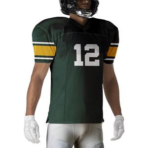 Uniforme de fútbol americano personalizado para adultos y jóvenes, camiseta atlética de malla transpirable con cuello en V, conjuntos de manga corta - Product Image 5