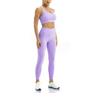 Haute qualité sans couture solide grande taille femmes Yoga ensemble Spandex/Nylon 2 pièces Gym Fitness porter vente chaude - Product Image 3