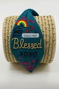 Handmade Beaded Embroidered High-quality Customizable Color Hairbands for Women 3D Floral Quote Design <b>Padded</b> Fashion Statement - Product Image 4