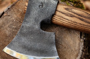 Handmade Small Carving <b>Axe</b>: Custom Engraved Carbon Steel, Ash Wood <b>Handle</b> - Product Image 2