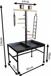 Jaula de Juego Grande para Pájaros, de Metal Negro, 156 cm, con Escalera, Columpio y Plataforma para Volar, Material de Madera, Acero y Hierro, en Oferta - Product Image 2