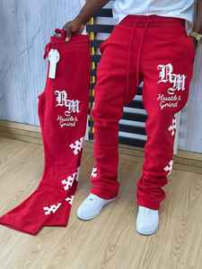 Custom Casual Jogging <b>Pants</b> Wide Leg Flares <b>Baggy</b> Sweatpants Stripe Tape Side Knitted Embroidery Cotton Sweat <b>Track</b> <b>Pants</b> - Product Image 2