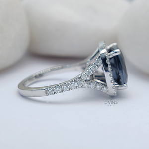 Anillo de compromiso de moissanita de oro sólido de 10K de diseño personalizado de lujo con diamantes completos para fiestas y regalos - Product Image 3