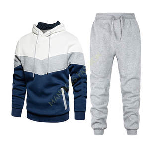 Autumn Winter 2-Piece Men's Clothing Set Breathable Quick Dry 3D Printed Hooded Solid Fleece Tracksuit Plus Size Joggers Logo - Product Image 1