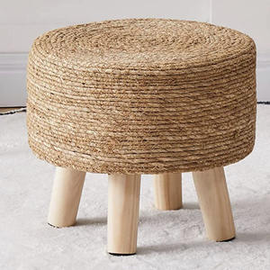 Nouveau produit 2026 Ottoman rond en jonc de mer naturel tissé Décoration de la maison OEM accepté Ottoman Table basse provenant de l'usine du Vietnam - Product Image 3