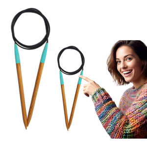 Aiguilles à tricoter circulaires en bois conviviales pour les clients avec câble flexible. Aiguilles à tricoter de haute qualité pour un tricot sans couture - Product Image 3