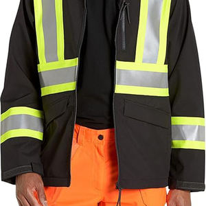 <b>Hi</b> <b>Vis</b> Men's <b>Softshell</b> <b>Jackets</b> Breathable Workwear High Visibility Reflective Water-Resistant Zipper Customizable Safety <b>Jacket</b> - Product Image 4
