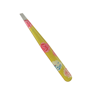 Pince à épiler inclinée en acier inoxydable avec revêtement en papier imprimé à motif floral personnalisé, nouvelle tendance, ensemble de pinces à épiler pour sourcils, prix bas - Product Image 5