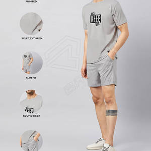 Conjunto corto de 2 piezas para hombre, ropa deportiva personalizada de verano, venta al por mayor, chándal, conjunto corto deportivo para hombre, conjunto doble liso - Product Image 5