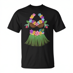 Camiseta Promocional de Halloween con Diseño de Flores de Coco, Falda de Hula y Flores para Adultos y Niños - Product Image 2