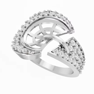 Bague de déclaration moderne en or 14 carats et diamants naturels croisés pour femmes - Product Image 1