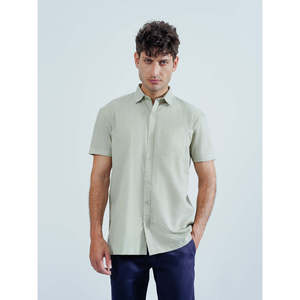 Camisa Casual para Hombre MIEKO, Tela Popelina Unze London, Corte Regular Cómodo, Camisa de Vestir para Negocios con Estilo sin Cuello, ODM - Product Image 2